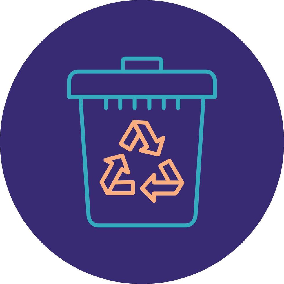 recycler poubelle ligne deux Couleur cercle icône vecteur