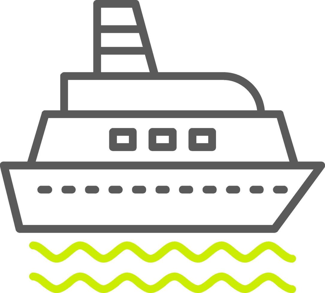 icône de ligne de navire deux couleurs vecteur