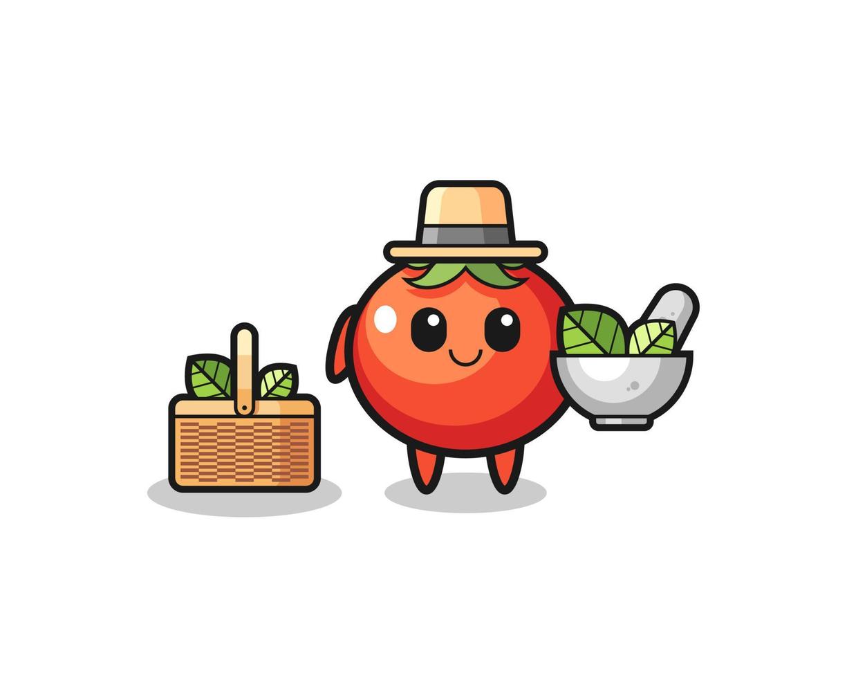 dessin animé mignon herboriste de tomates vecteur