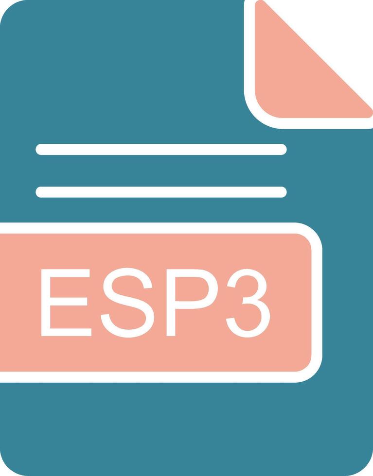 esp3 fichier format glyphe deux Couleur icône vecteur