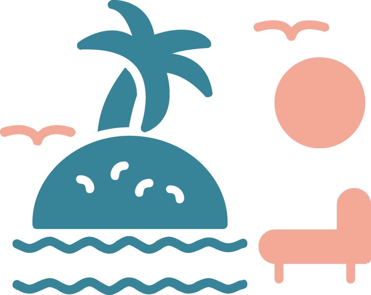 coucher de soleil sur l'icône de deux couleurs de glyphe de plage vecteur