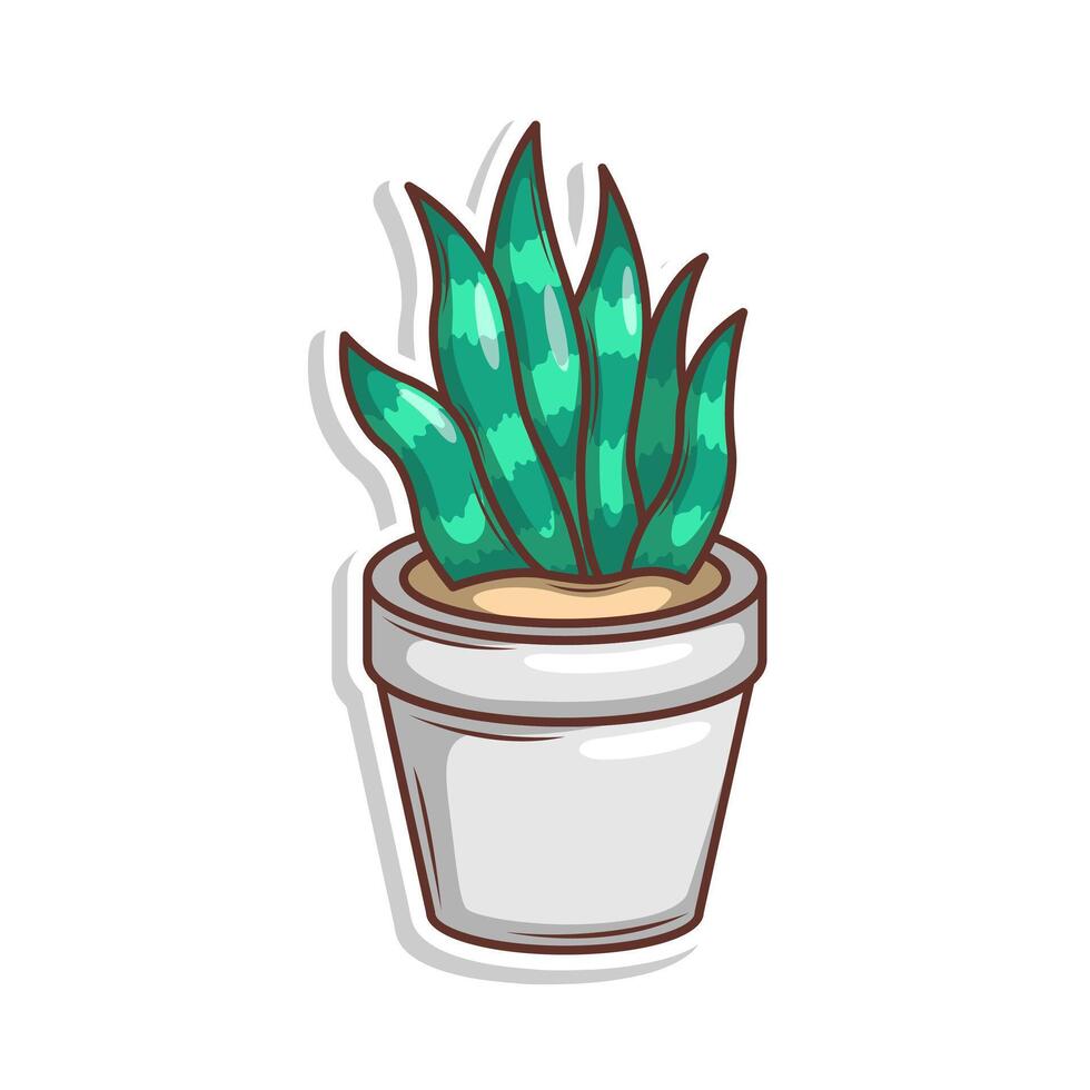 Accueil plante dessin animé style. mis en pot plante isolé sur blanc vecteur