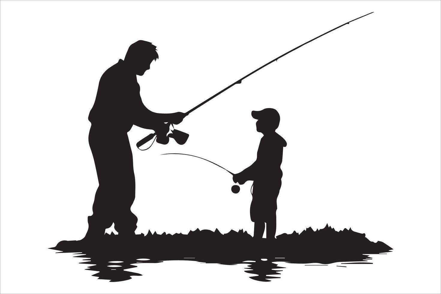 pêcheur pêche silhouette illustration vecteur