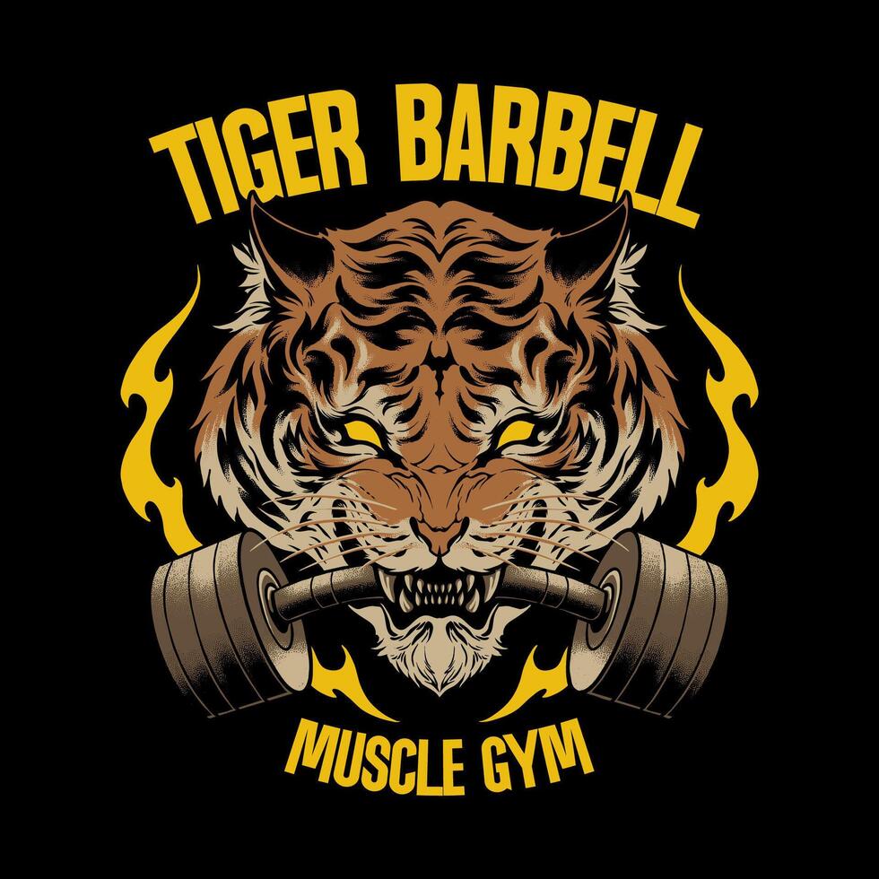 le tigre haltère muscle Gym illustration vecteur