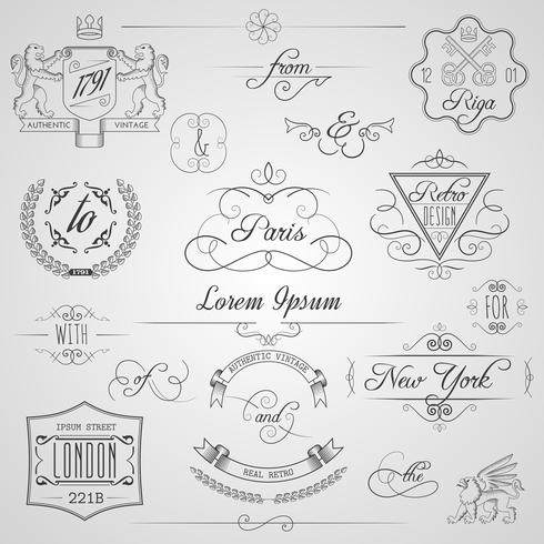 Éléments de dessin calligraphiques vecteur