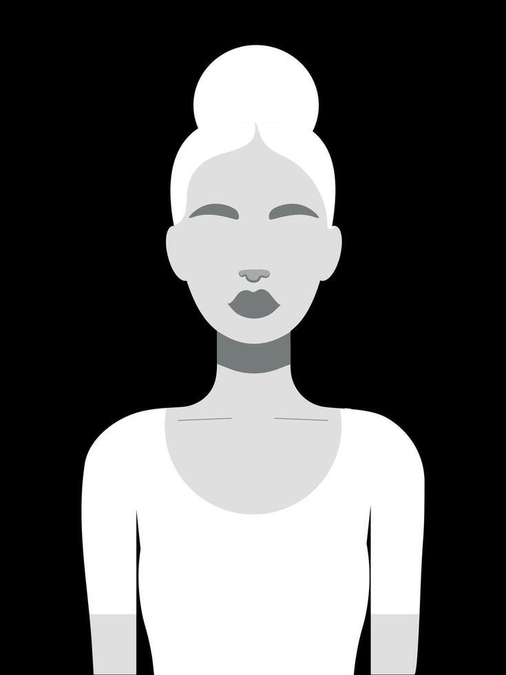 femme pop art affiche minimaliste peindre noir blanc Couleur plat vecteur