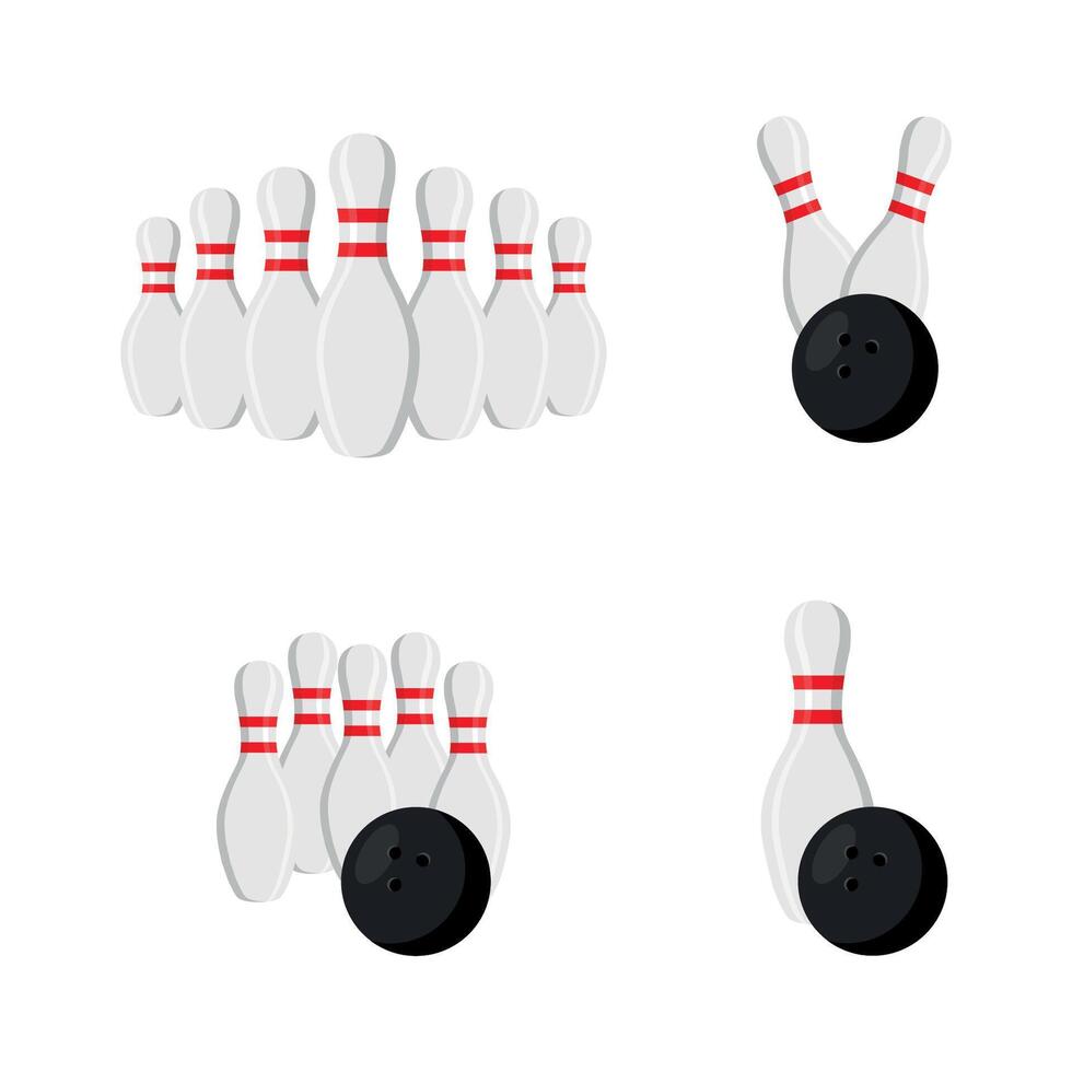 ensemble de coloré bowling logo, Icônes et symbole. bowling balle, bowling épingles .isolé sur blanc Contexte. illustration. vecteur