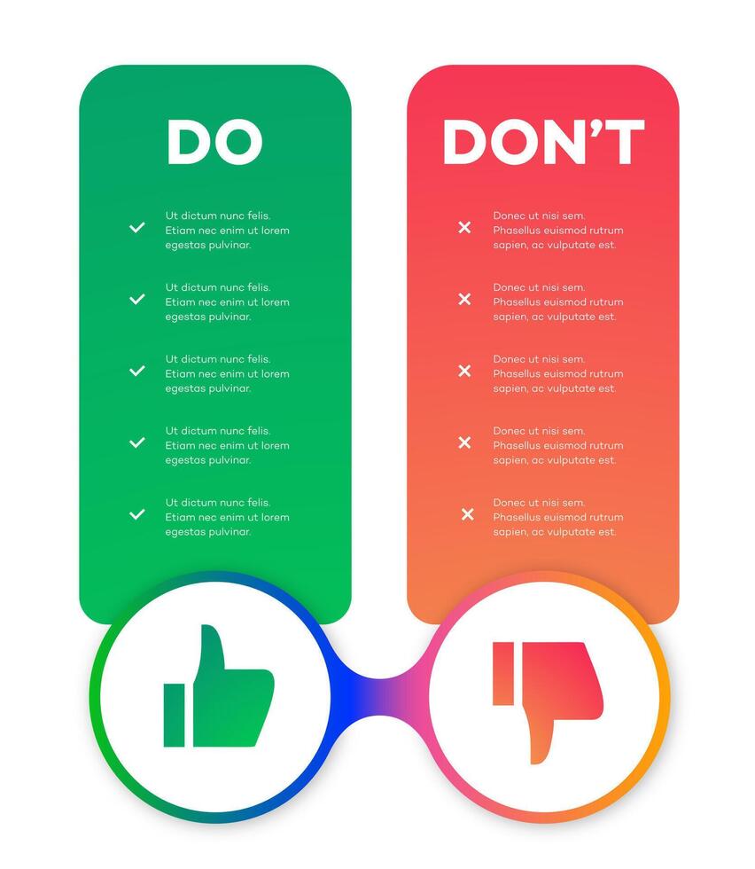 faire et ne pas infographie Comparaison vecteur