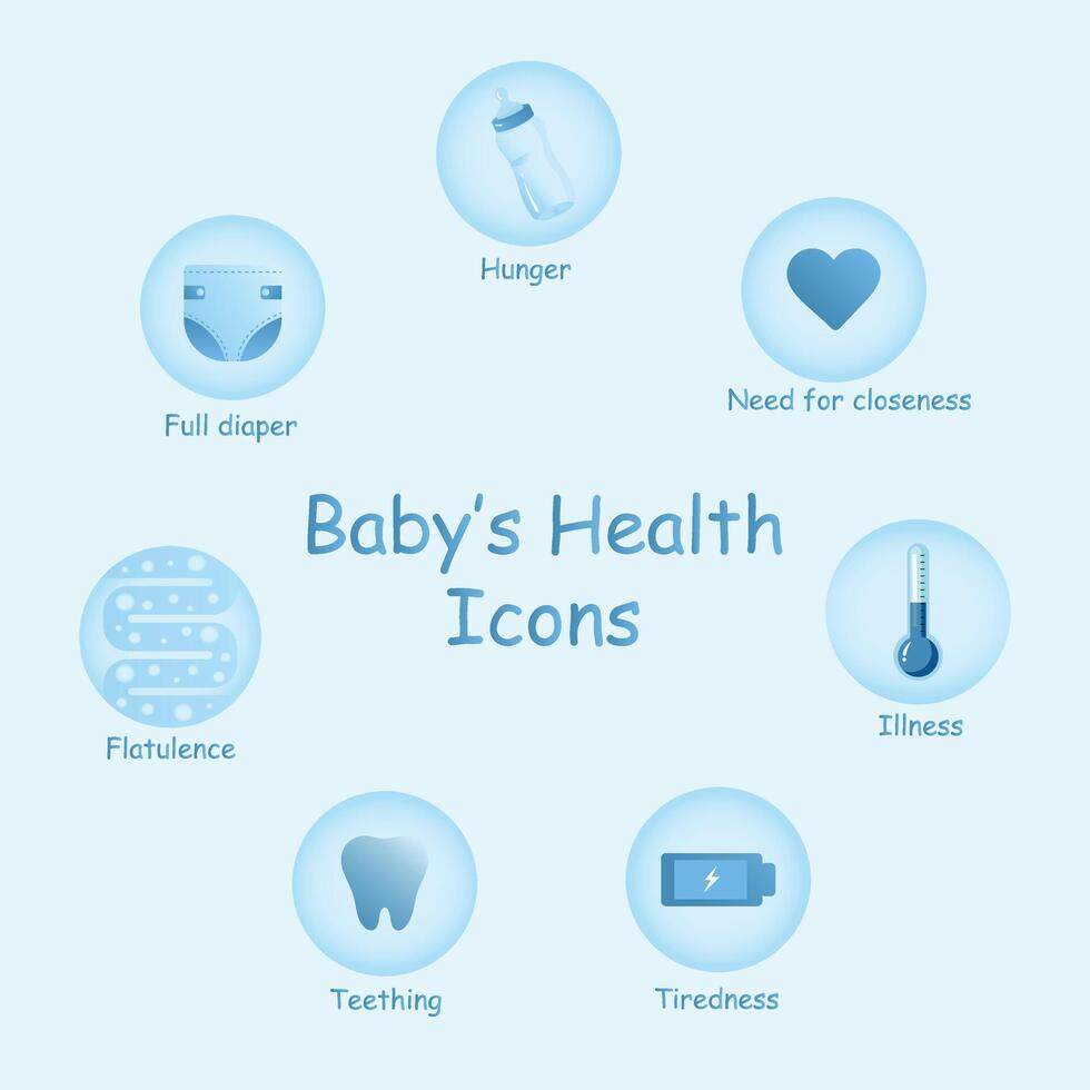 bébé santé Icônes. indicateurs de de bébé santé. graphique. vecteur
