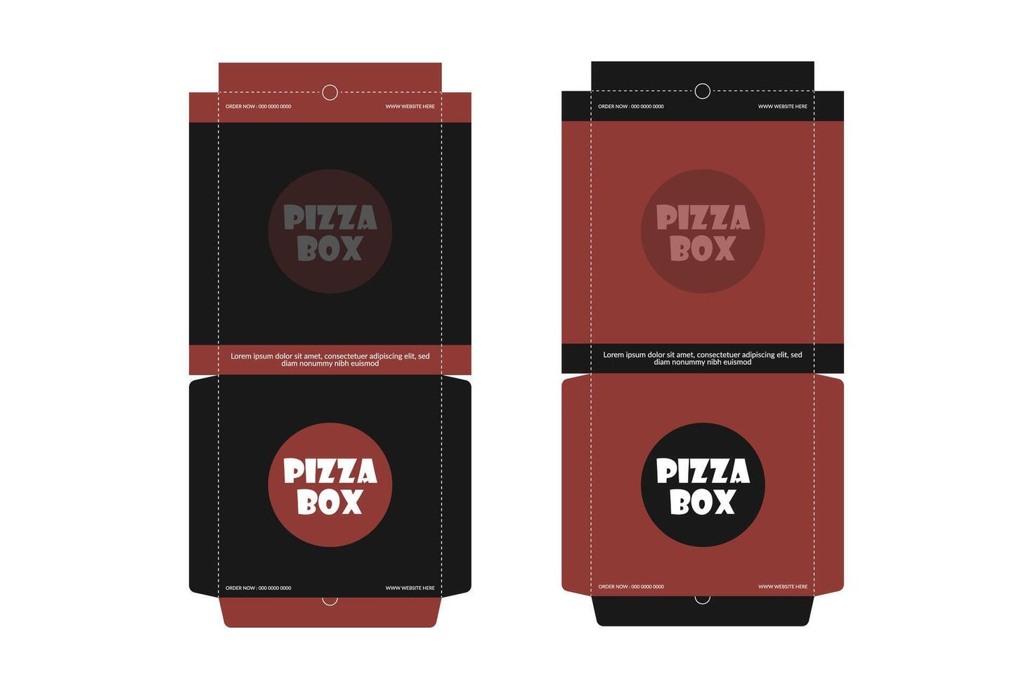 Pizza boîte conception, Pizza emballage conception, Pizza boîte ddesign modèles, esquisser boîte conception, Pizza réaliste papier carton boîte vecteur