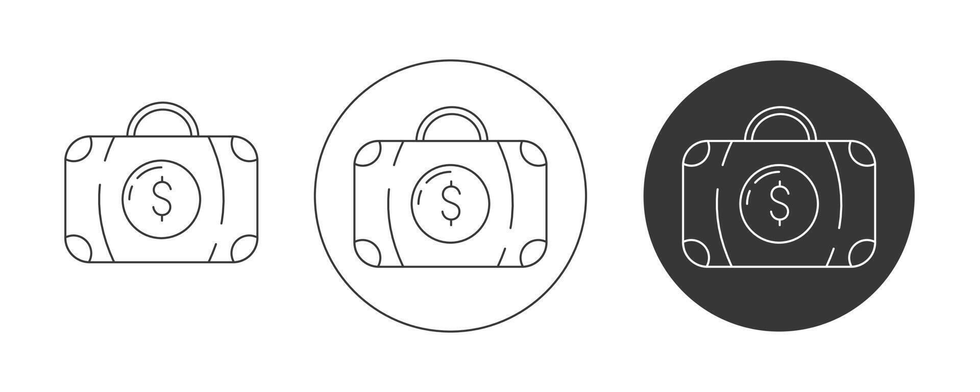 valise, Cas avec espèces, dollar signe. icône ensemble, modifiable accident vasculaire cérébral. plat doubler, pictogramme. la finance et affaires concept. pour application, site Internet, ui. isolé Contexte. vecteur