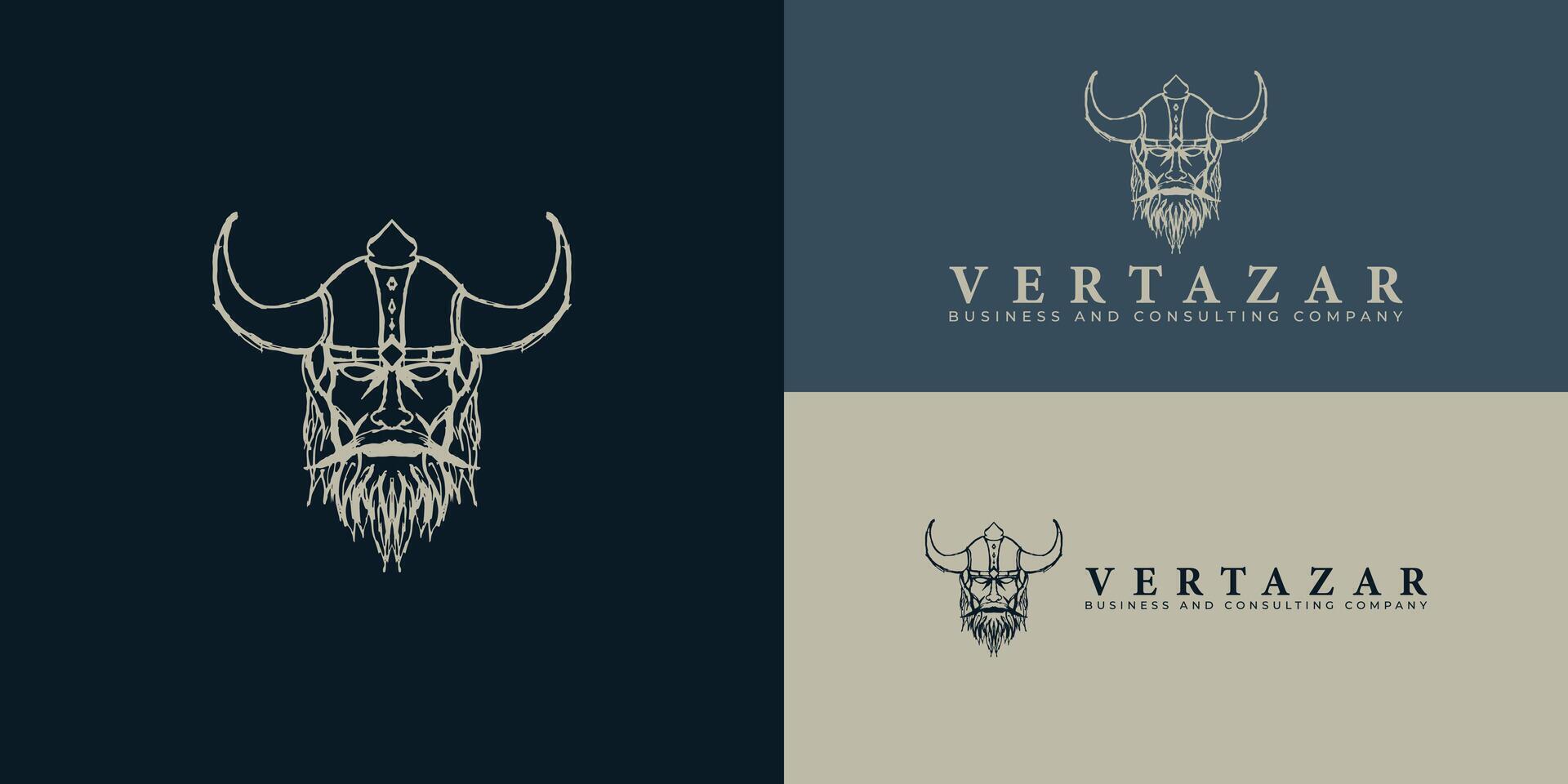 abstrait viking tête casque logo dans or Couleur isolé sur plusieurs bleu Contexte couleurs. le logo est adapté pour affaires et consultant entreprise icône logo conception inspiration modèles. vecteur