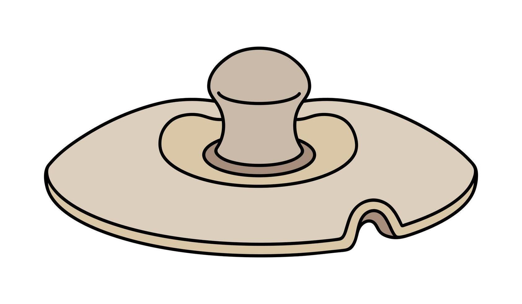 céramique couvercle icône. ancien porcelaine casquette avec une gérer. cuisine outil - couverture pour soupière, pot. élégant vaisselle pour les cafés, Restaurants, à manger. main tiré Couleur clipart isolé sur blanc vecteur