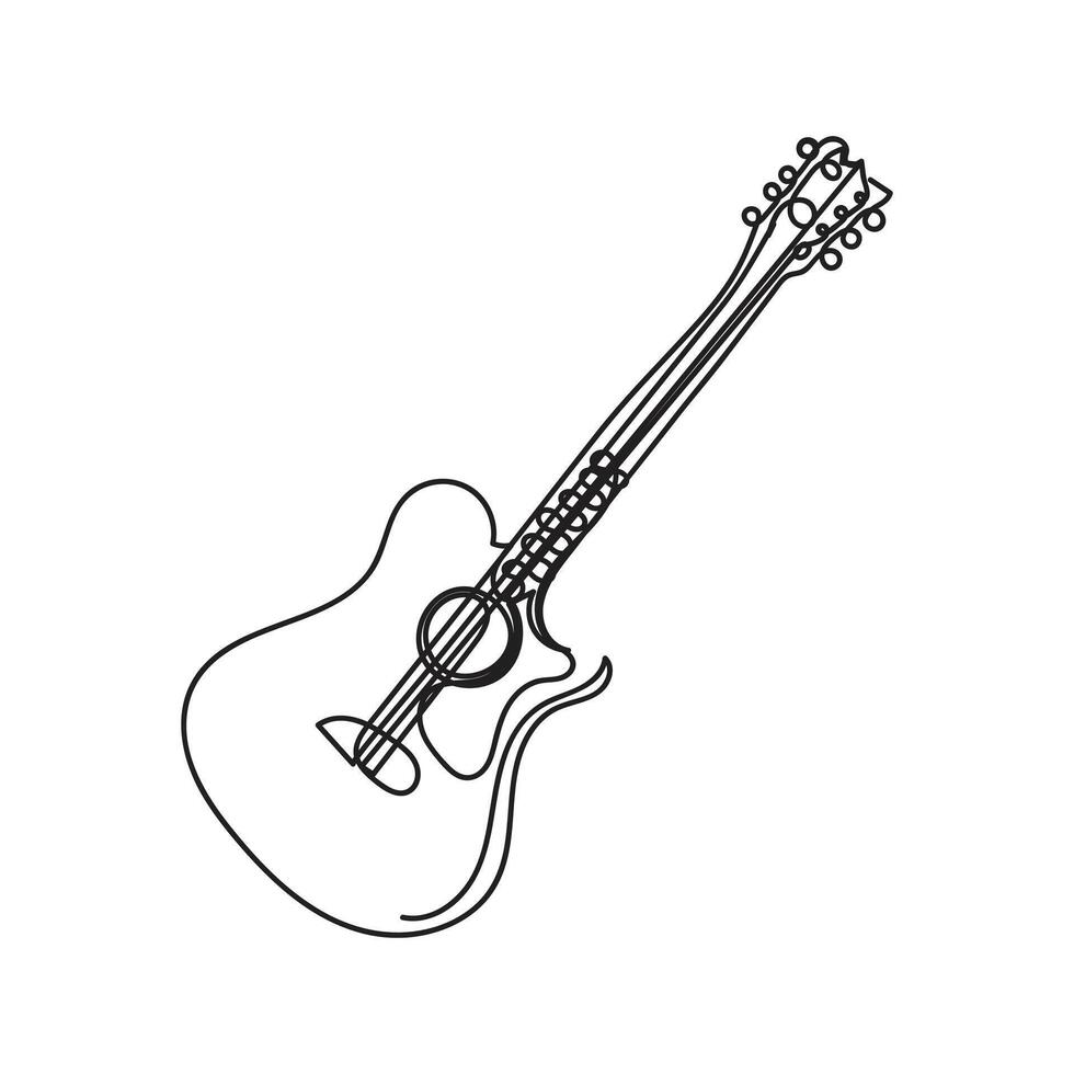 guitare un ligne art conception guitare contour conception style vecteur