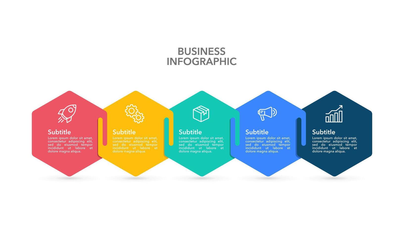 5 processus infographie hexagone conception modèle. affaires présentation. vecteur