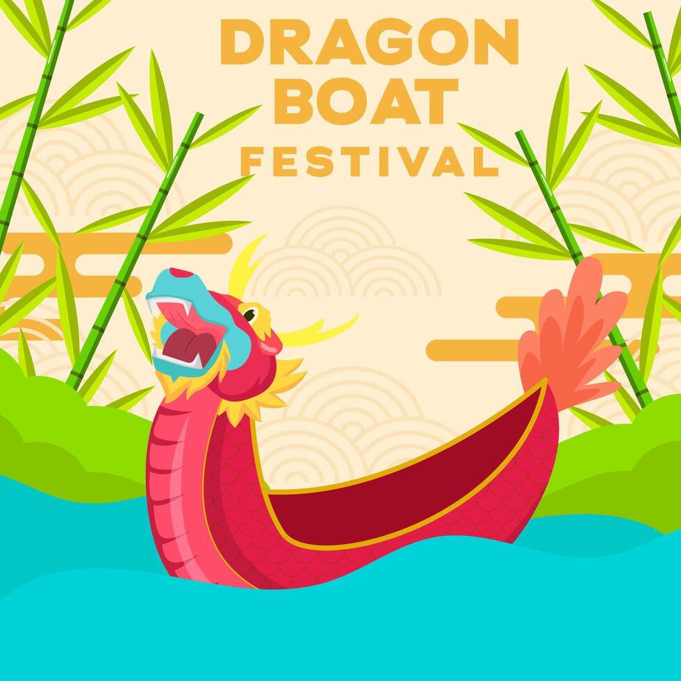 dragon bateau Festival illustration conception avec bambou vecteur
