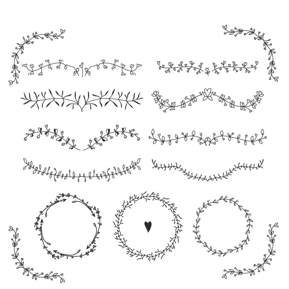 ensemble noir Facile ligne collection griffonnage frontière éléments conception style esquisser isolé illustration pour bannière vecteur