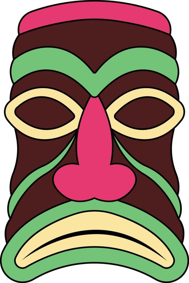 illustration de ethnique tiki masque. hawaïen totem culture dans dessin animé conception vecteur