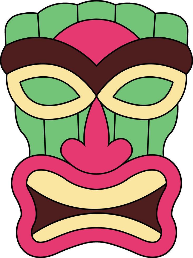 illustration de ethnique tiki masque. hawaïen totem culture dans dessin animé conception vecteur