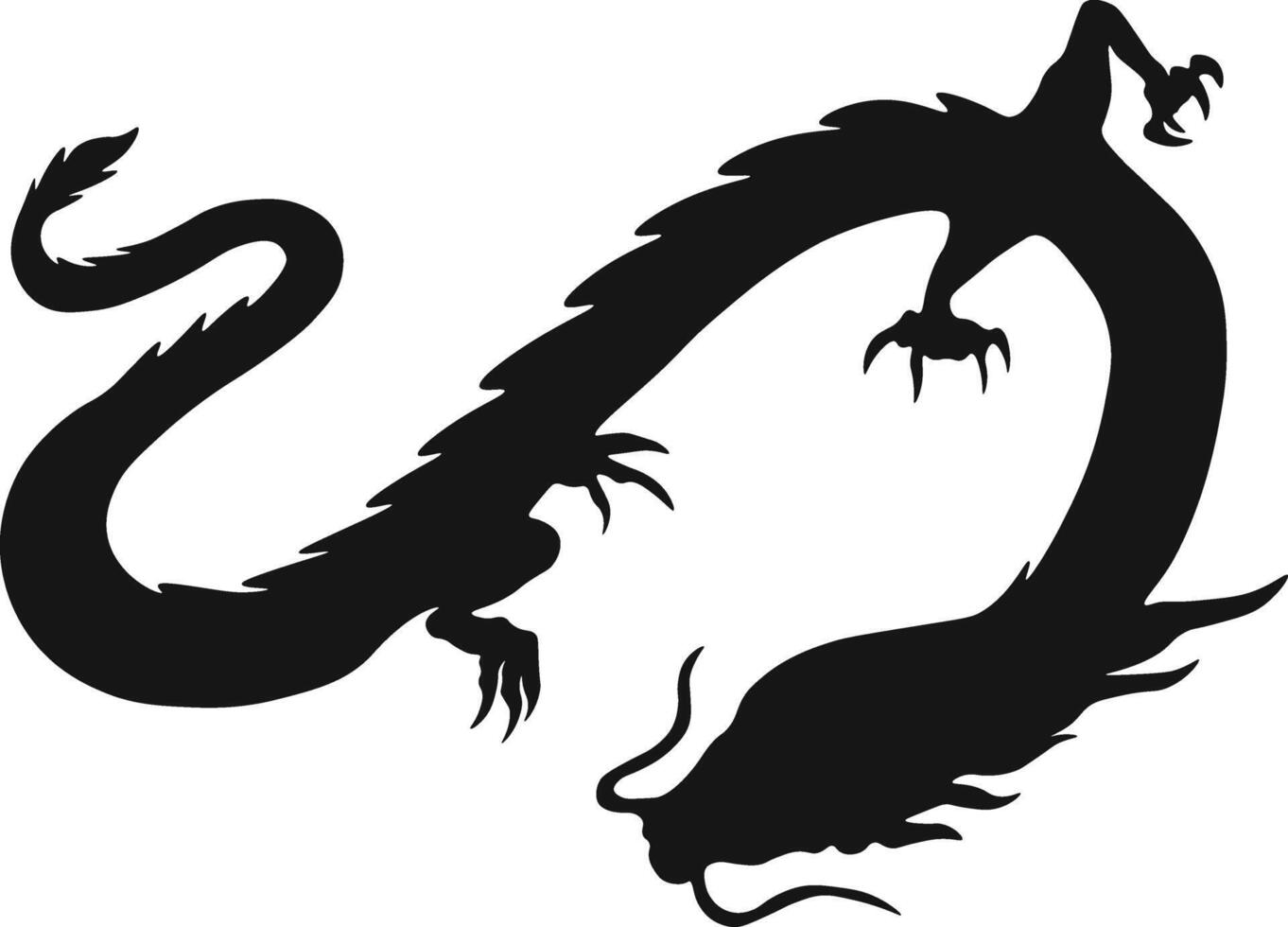 chinois dragon silhouette. chinois dragon symbole. isolé noir silhouette vecteur