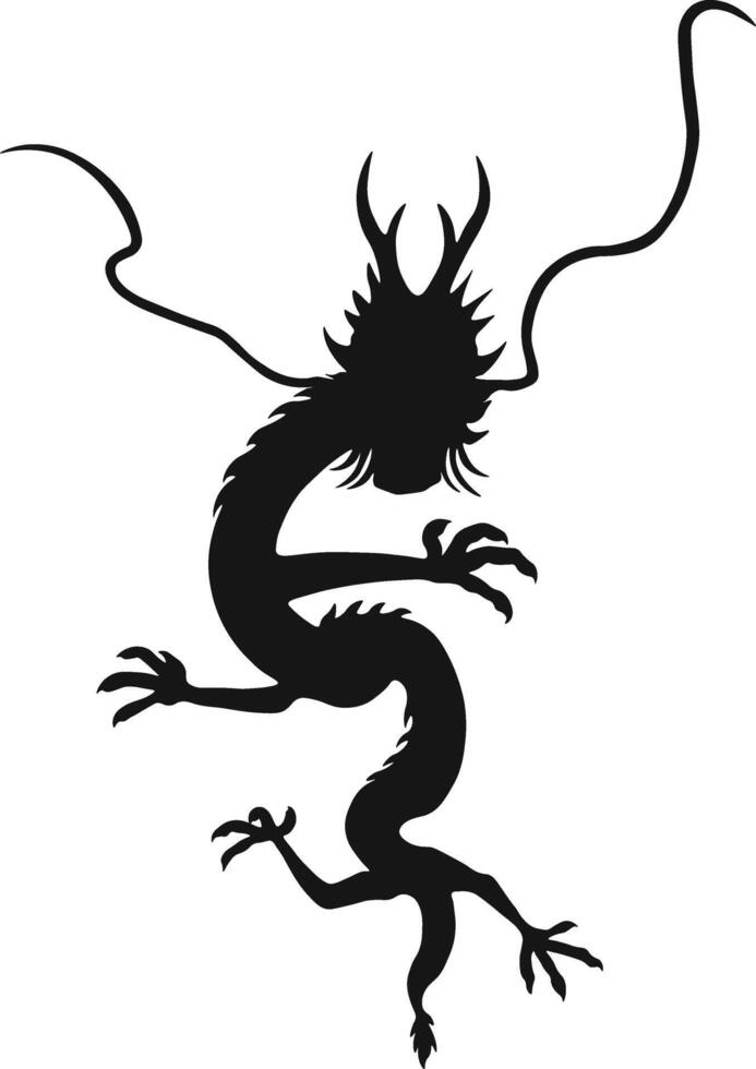 chinois dragon silhouette. chinois dragon symbole. isolé noir silhouette vecteur