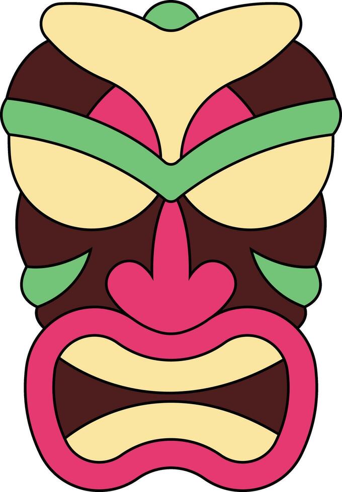 illustration de ethnique tiki masque. hawaïen totem culture dans dessin animé conception vecteur