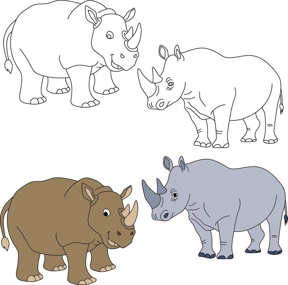 rhinocéros clipart. sauvage animaux clipart collection pour les amoureux de jungles et faune. cette ensemble volonté être une parfait une addition à votre safari et sur le thème du zoo projets. vecteur