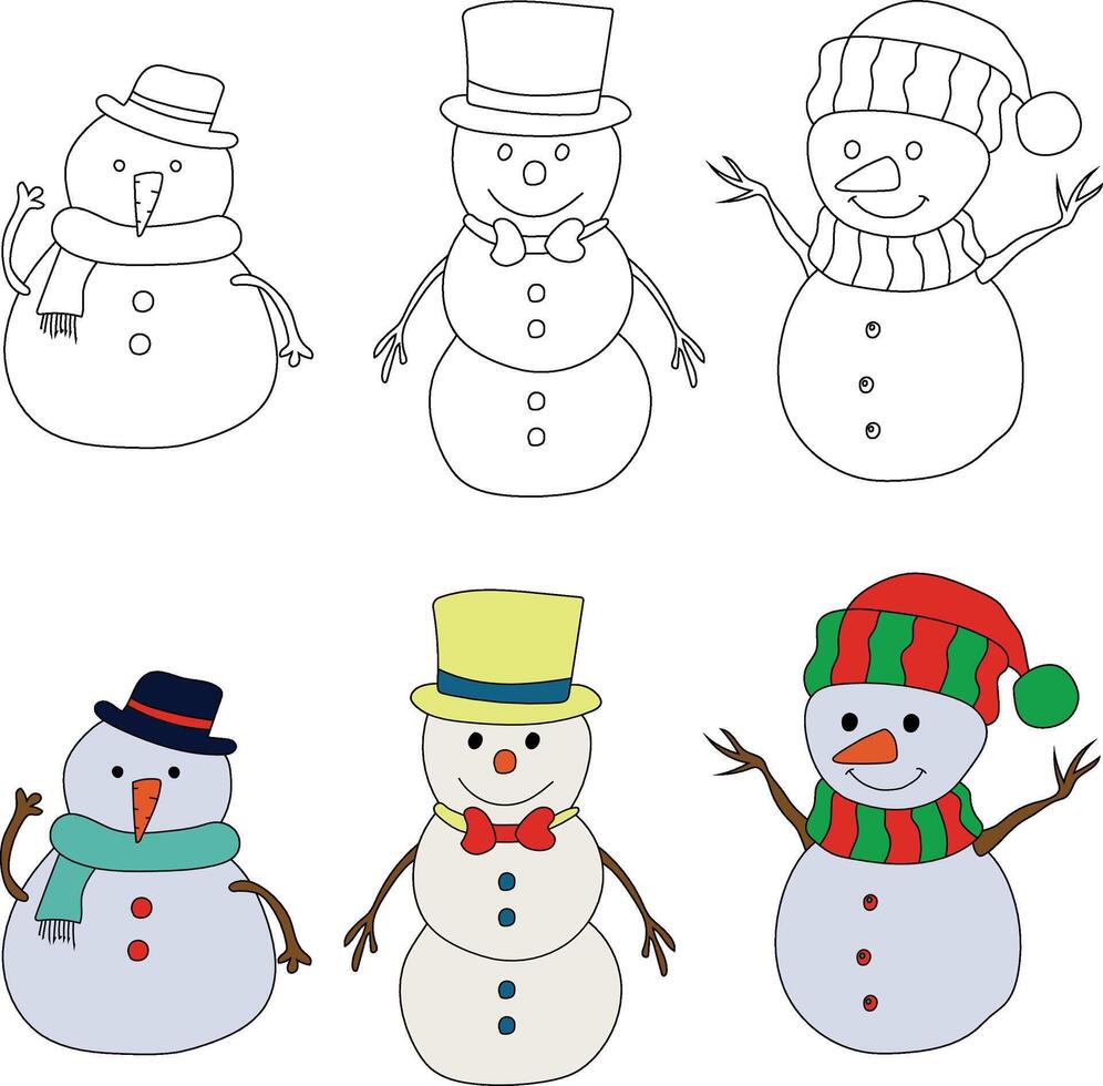 bonhomme de neige clipart pour les amoureux de hiver saison. cette hiver thème bonhomme de neige costume Noël fête vecteur