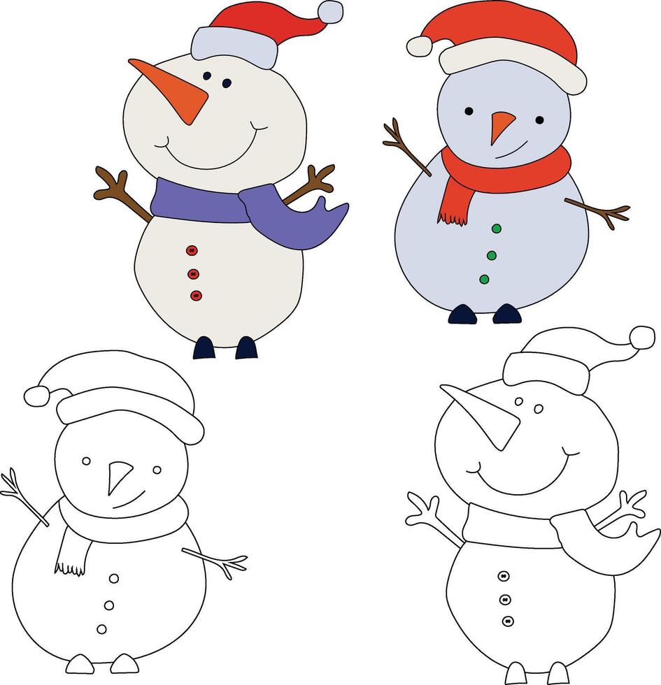 bonhomme de neige clipart pour les amoureux de hiver saison. cette hiver thème bonhomme de neige costume Noël fête vecteur