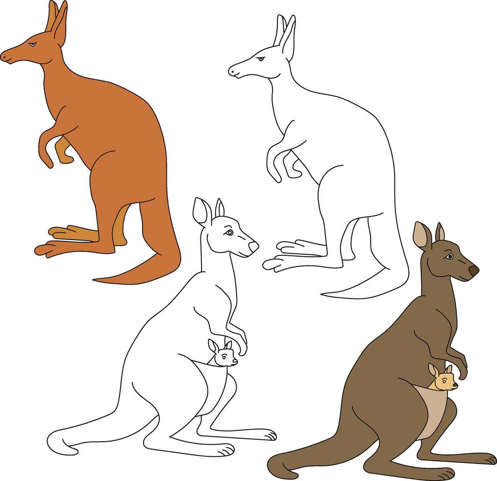 kangourou clipart. sauvage animaux clipart collection pour les amoureux de jungles et faune. cette ensemble volonté être une parfait une addition à votre safari et sur le thème du zoo projets. vecteur