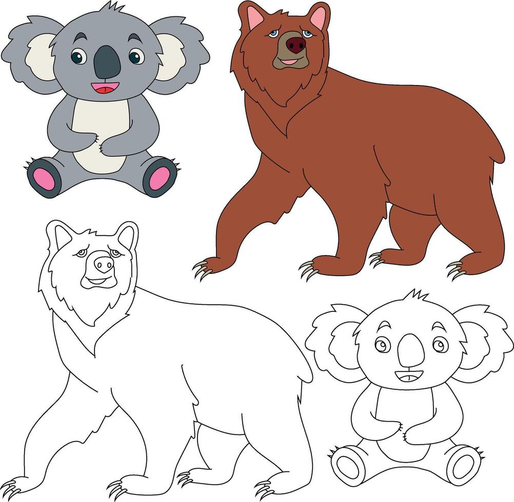 ours et koala clipart. sauvage animaux clipart collection pour les amoureux de jungles et faune. cette ensemble volonté être une parfait une addition à votre safari et sur le thème du zoo projets vecteur