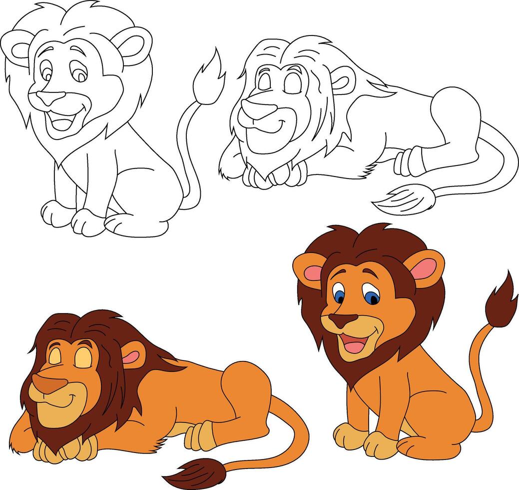 Lion clipart. sauvage animaux clipart collection pour les amoureux de jungles et faune. cette ensemble volonté être une parfait une addition à votre safari et sur le thème du zoo projets. vecteur