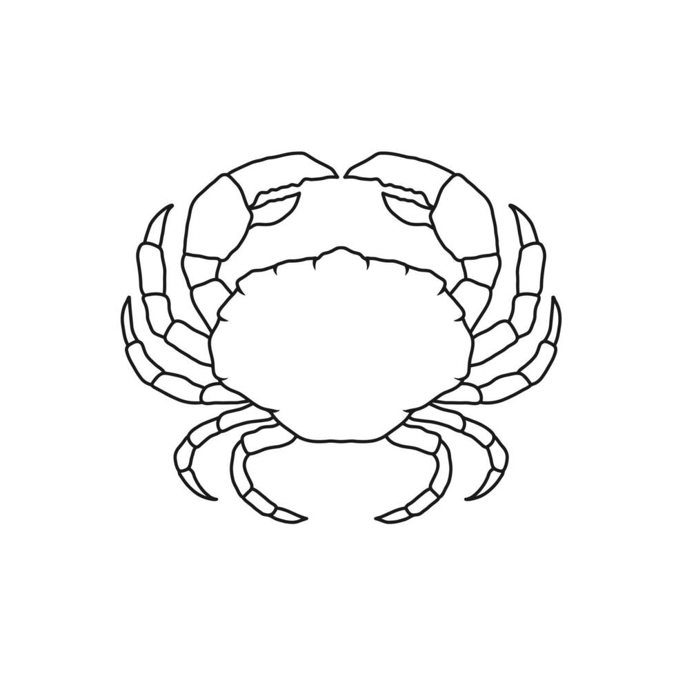 Crabe contour illustration. Fruit de mer magasin logo l'image de marque modèle pour artisanat nourriture emballage ou restaurant conception. vecteur