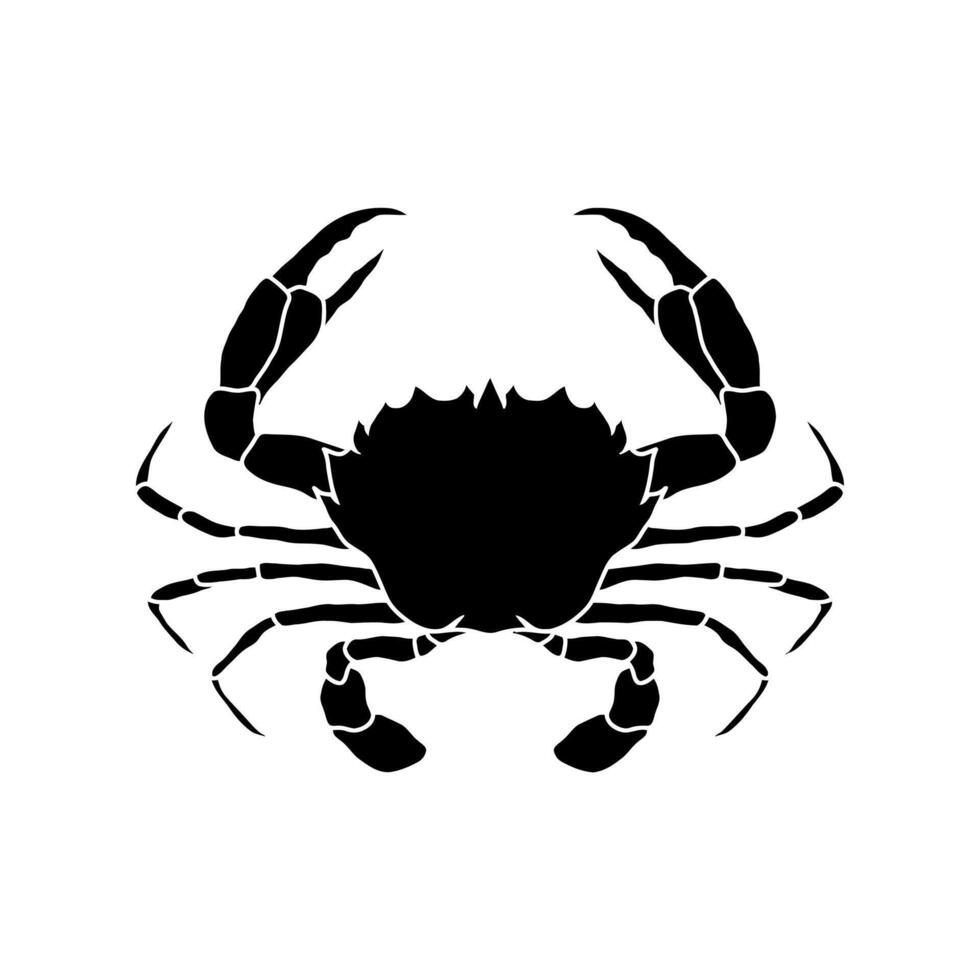 Crabe noir et blanc logo illustration. Fruit de mer magasin logo l'image de marque modèle pour artisanat nourriture emballage ou restaurant conception. vecteur