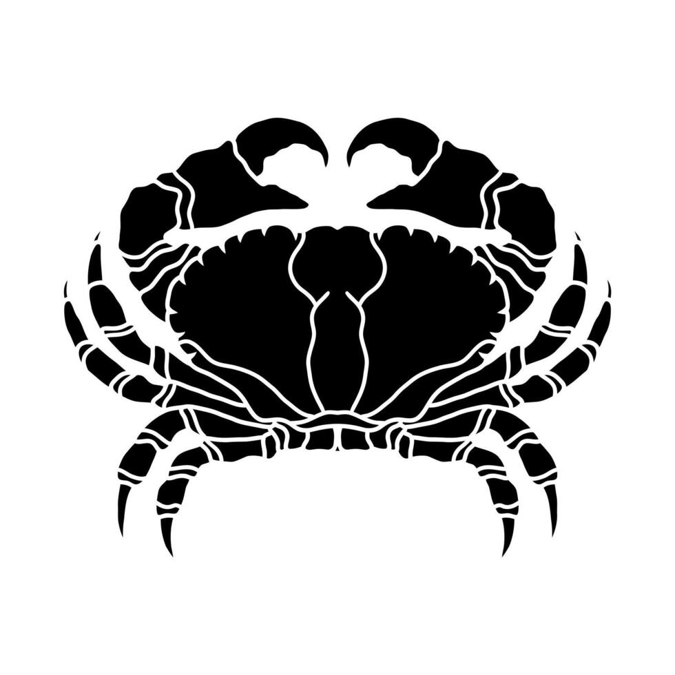 Crabe noir et blanc logo illustration. Fruit de mer magasin logo l'image de marque modèle pour artisanat nourriture emballage ou restaurant conception. vecteur