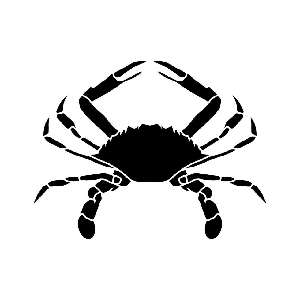 Crabe noir et blanc logo illustration. Fruit de mer magasin logo l'image de marque modèle pour artisanat nourriture emballage ou restaurant conception. vecteur