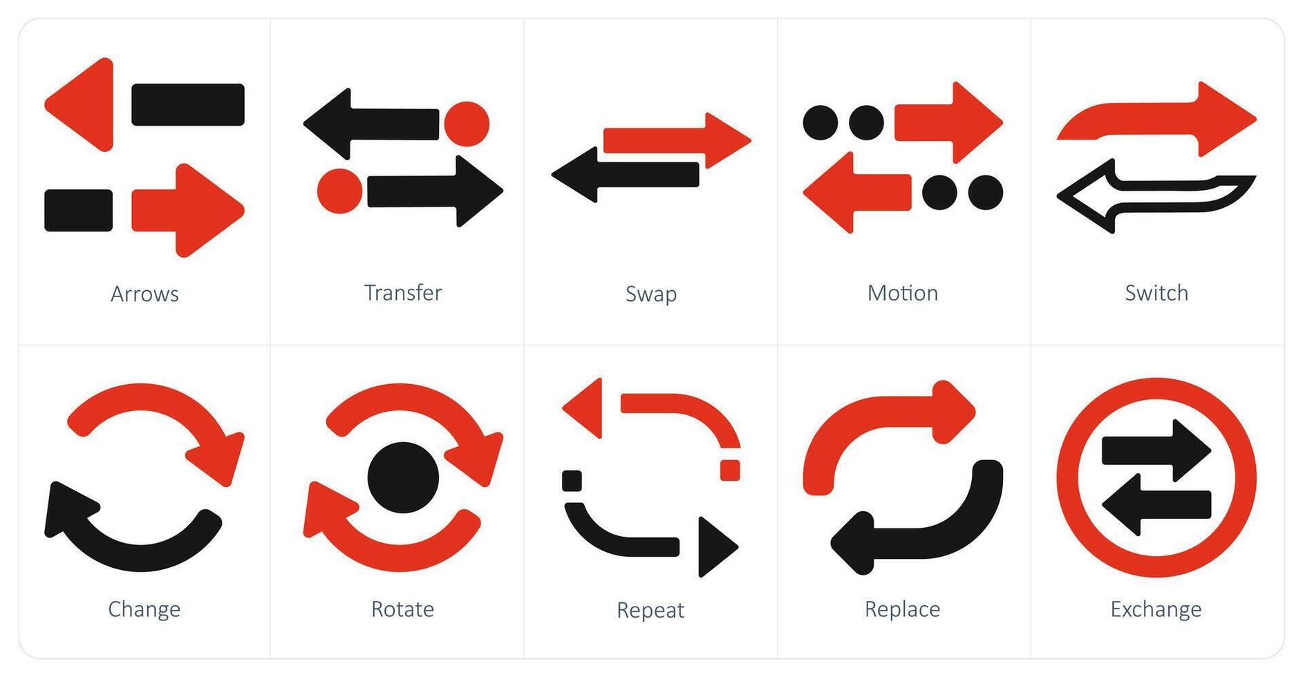 une ensemble de dix flèches Icônes comme flèches, transfert, échanger vecteur