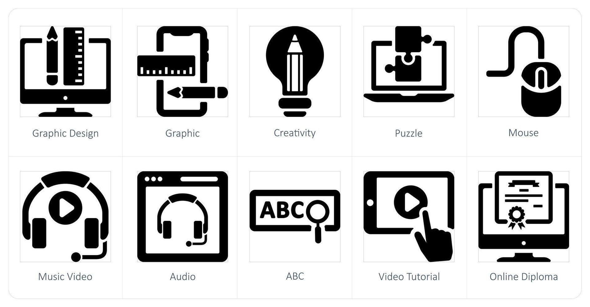 une ensemble de dix en ligne éducation Icônes comme graphique conception, graphique, la créativité vecteur