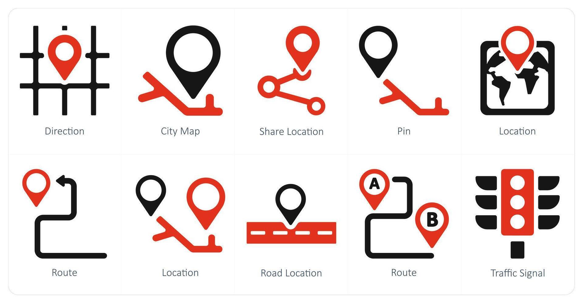 une ensemble de dix la navigation Icônes comme direction, ville carte, partager emplacement vecteur