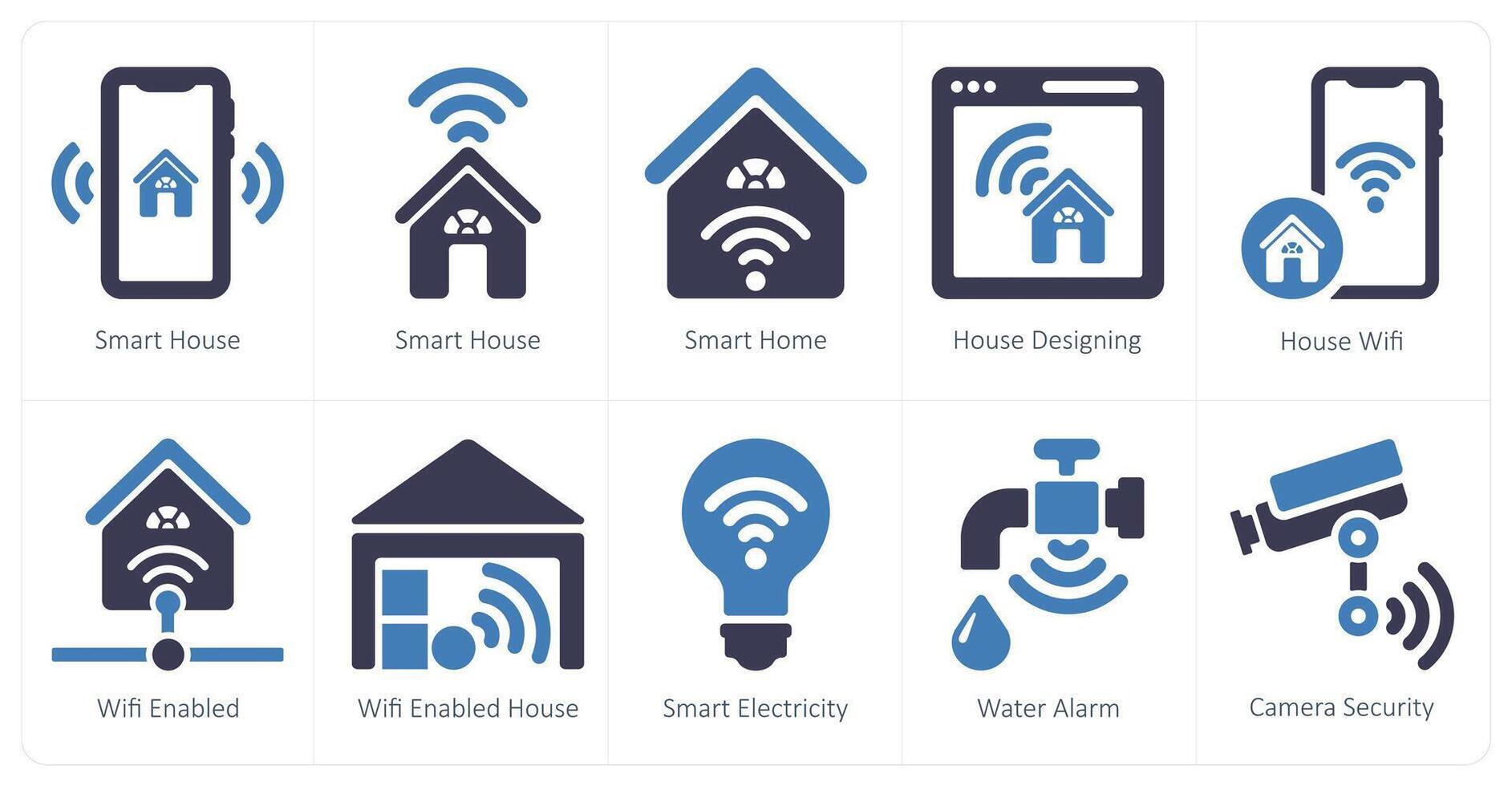 une ensemble de dix intelligent Accueil Icônes comme intelligent maison, intelligent loger, maison conception vecteur