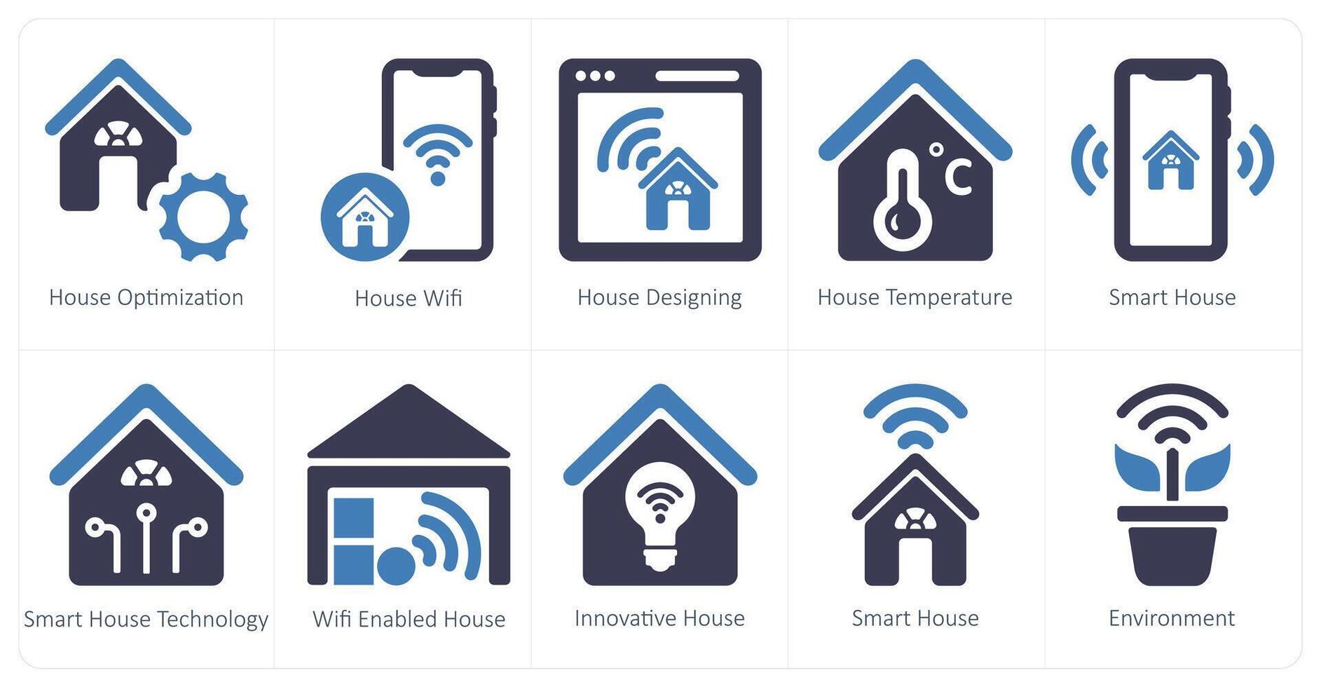 une ensemble de dix intelligent Accueil Icônes comme maison optimisation, maison Wifi, Accueil conception vecteur