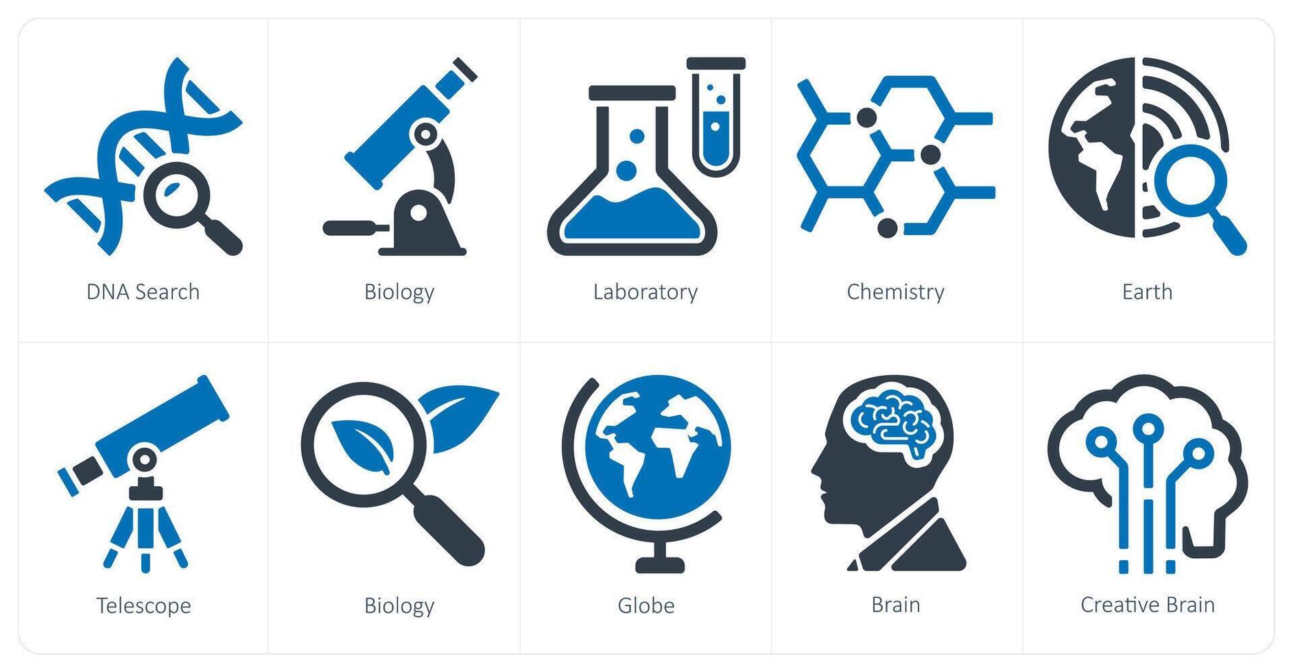 une ensemble de dix école et éducation Icônes comme ADN recherche, la biologie, laboratoire vecteur