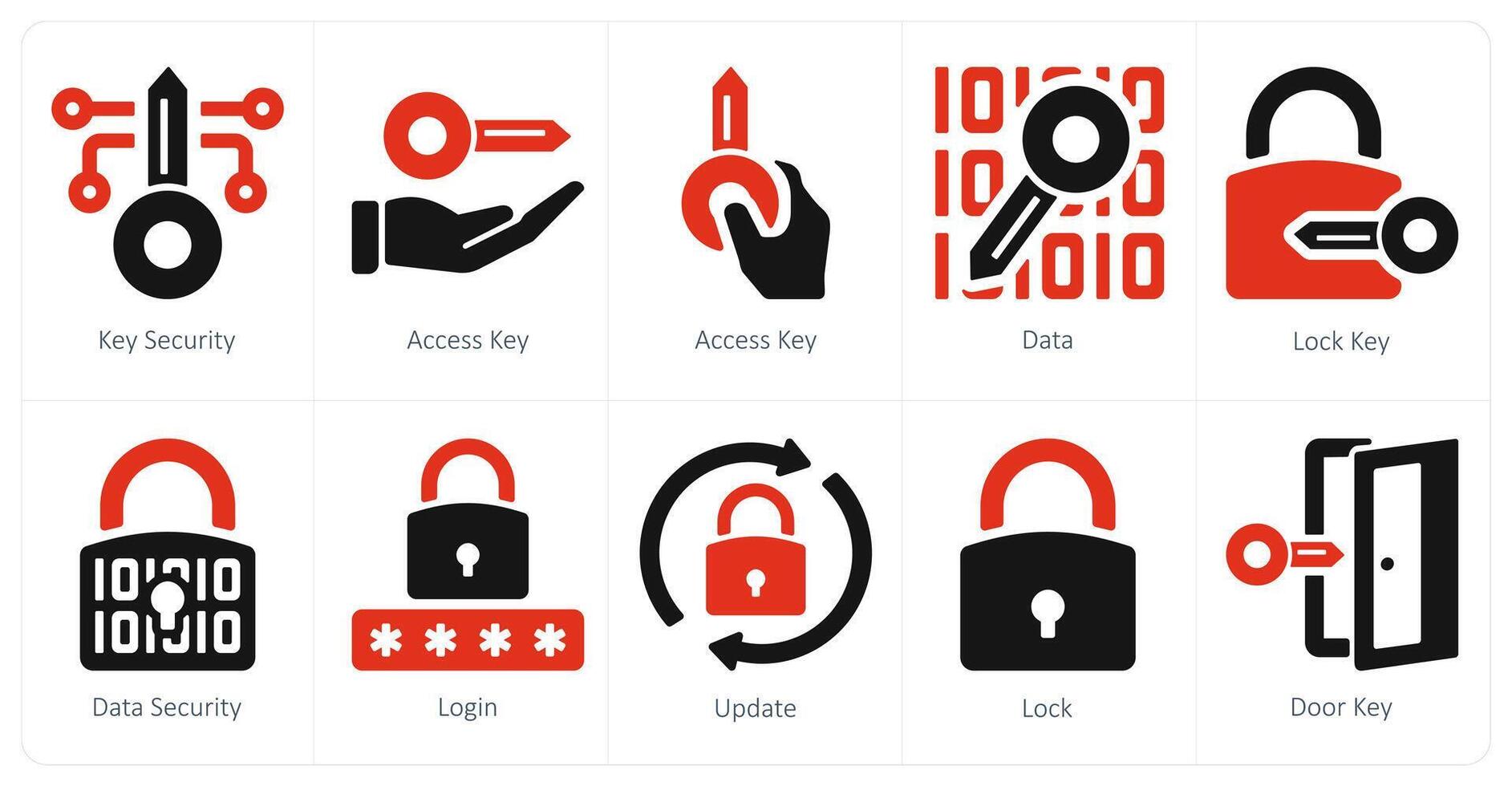 une ensemble de dix Sécurité Icônes comme clé sécurité, accès clé, Les données vecteur