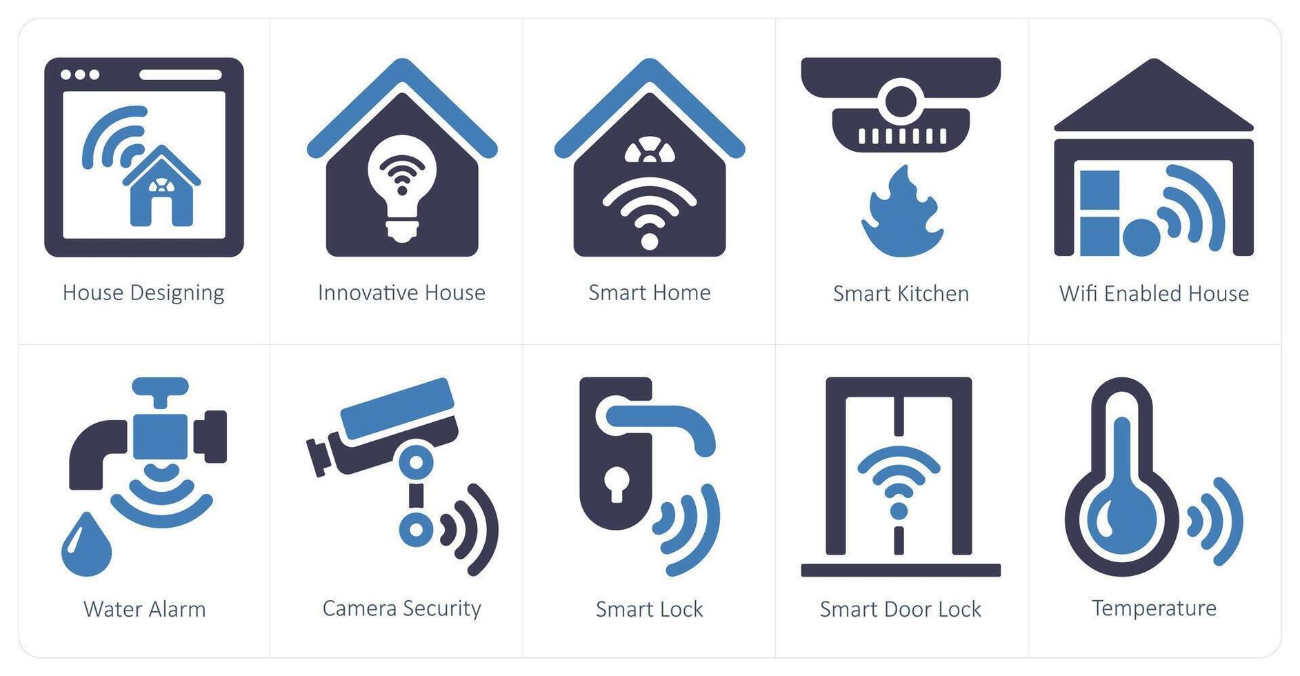 une ensemble de dix intelligent Accueil Icônes comme maison conception, innovant loger, intelligent Accueil vecteur