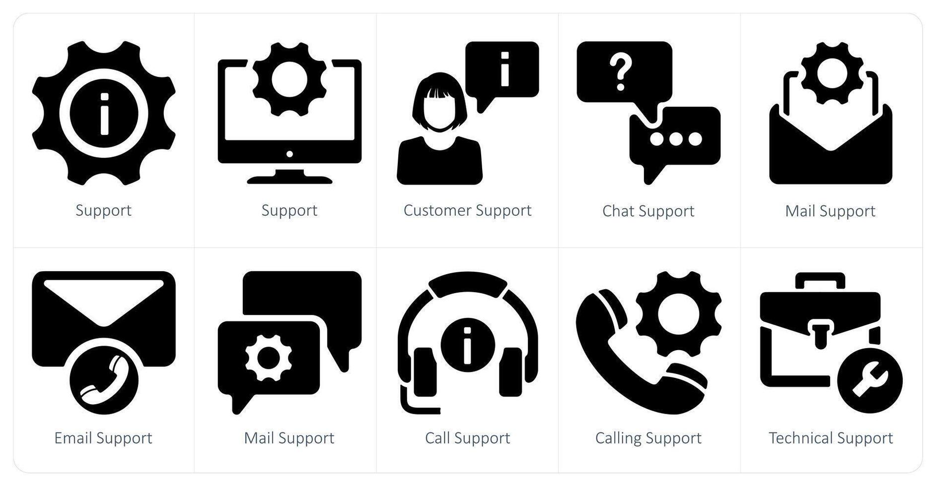 une ensemble de dix client soutien Icônes comme soutien, client soutien, bavarder soutien vecteur