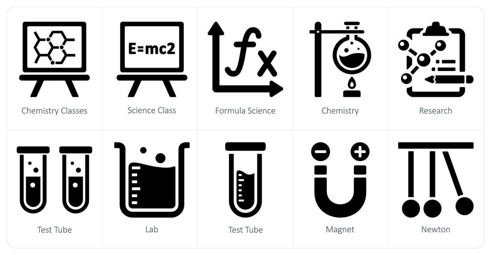 une ensemble de dix science et expérience Icônes comme chimie Des classes, présentation, formule science vecteur