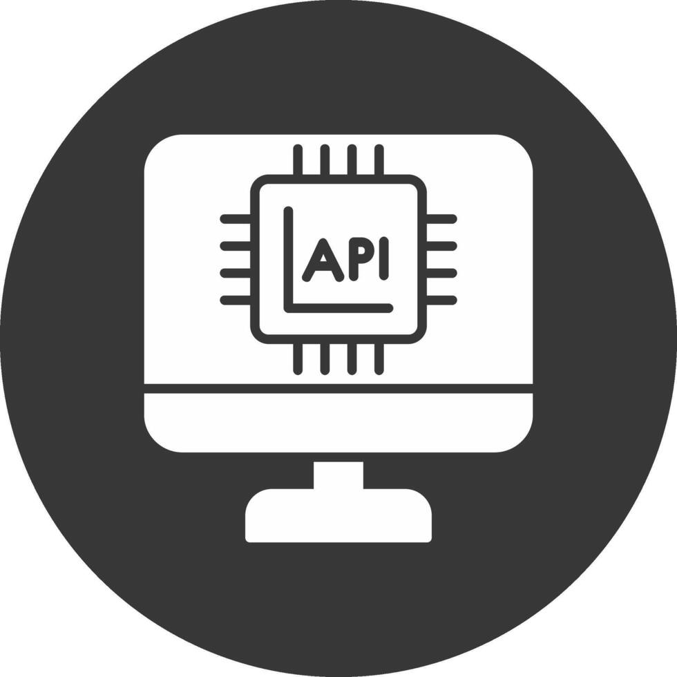 api interface glyphe inversé icône vecteur