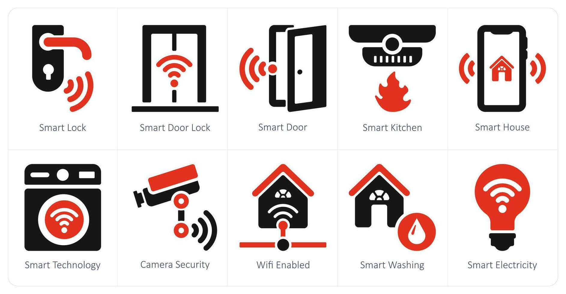 une ensemble de dix intelligent Accueil Icônes comme intelligent serrure, intelligent porte, serrure, intelligent porte vecteur