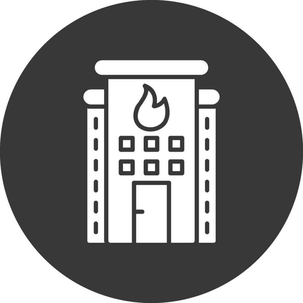 icône inversée de glyphe de caserne de pompiers vecteur
