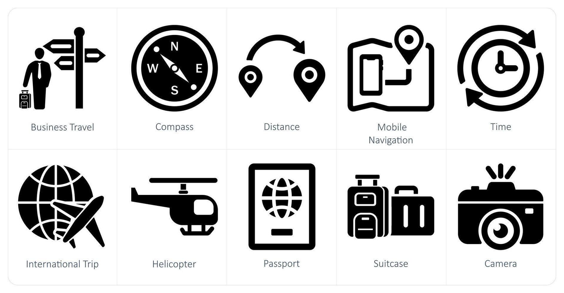 une ensemble de dix mélanger Icônes comme affaires voyage, boussole, distance, mobile la navigation vecteur